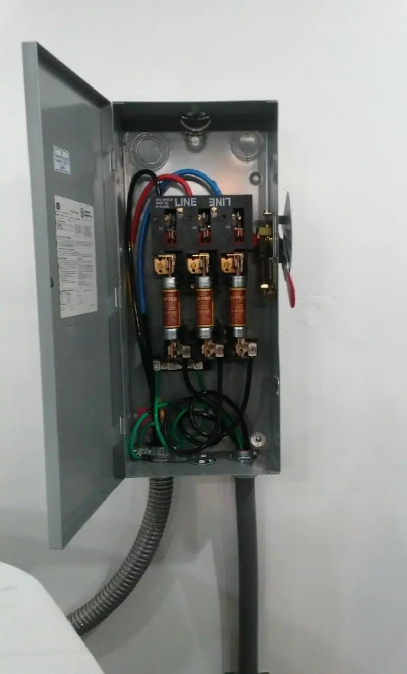Three-phase disconnect switch installed for Electrical Wiring & Rewiring in Timberwood Park